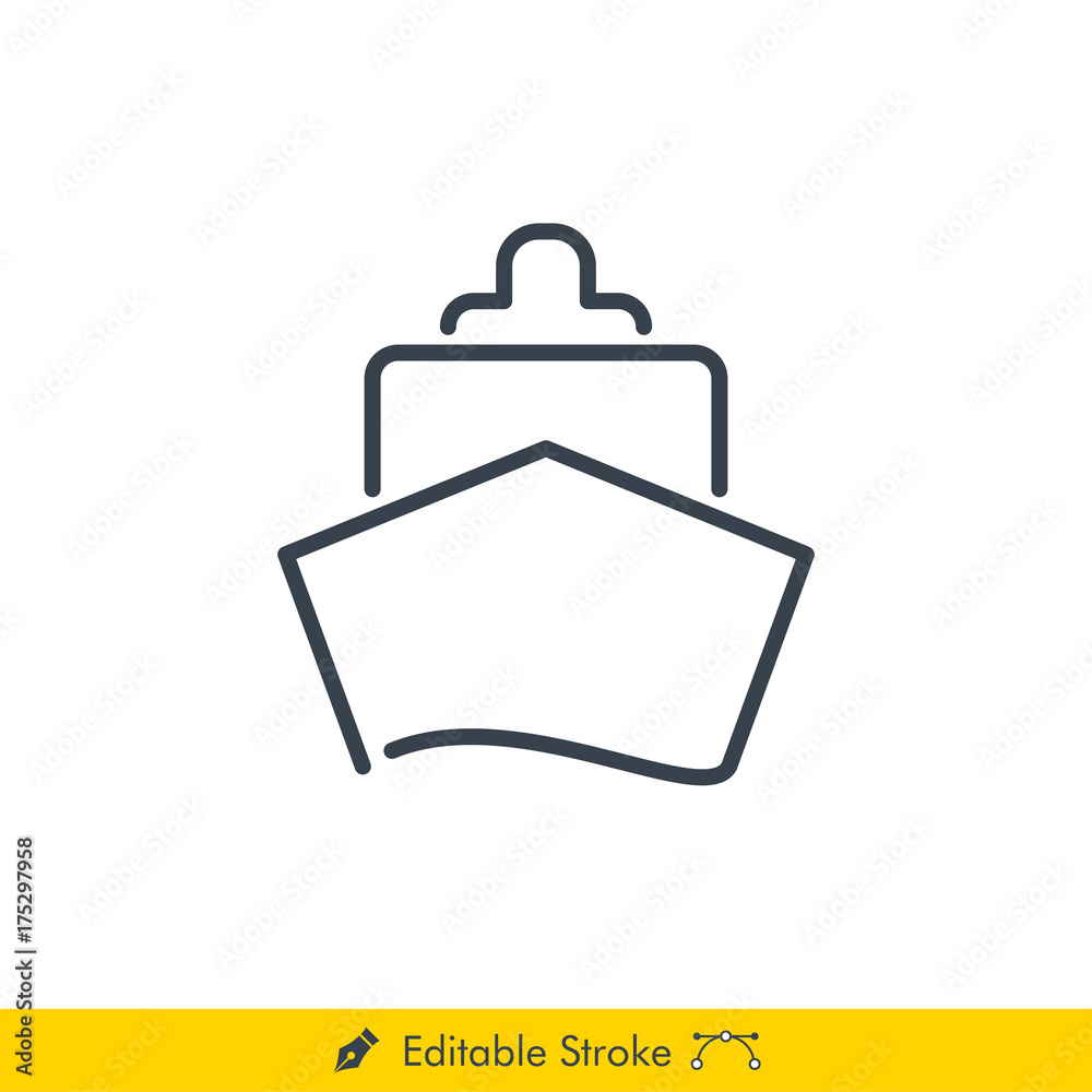 Ship (Cruise) Icon / Vector - In Line / Stroke Design with Editable Stroke Ship (Cruise) Icon / Vector - In Line / Stroke Design with Editable Stroke