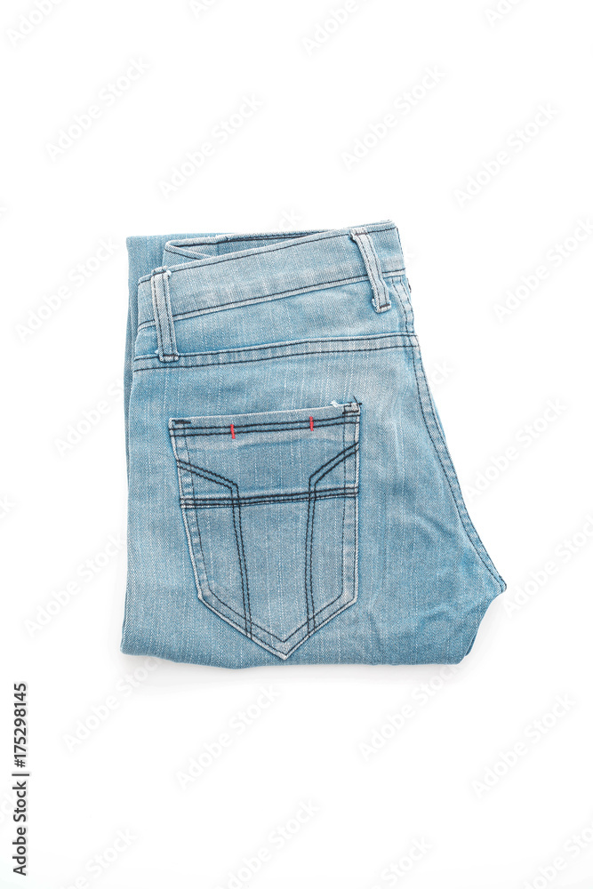 jeans folded on white background jeans folded on white background