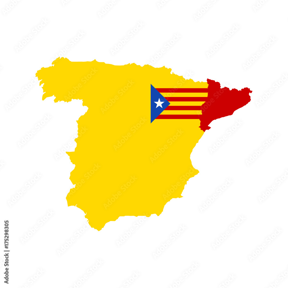 Fototapeta premium Separation of Catalonia and Spain. Abstract map Spain and Catalonia on white background. Flat vector illustration EPS 10