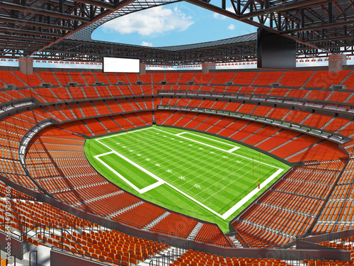 Modern American football Stadium with orange seats