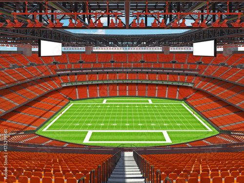 Modern American football Stadium with orange seats