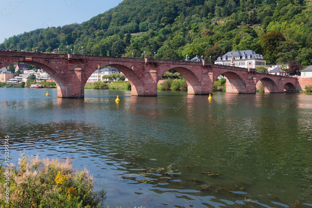 Neckar River and Stone Bridge. Heidelberg, Germany