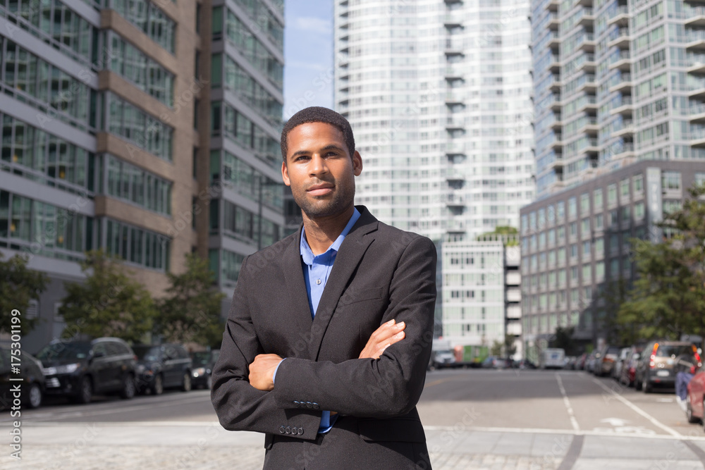 Young African American business man looking sharp and confident Young African American business man looking sharp and confident