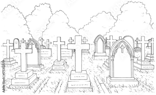 漫画風ペン画イラスト 西洋風 墓地 Stock Illustration Adobe Stock 漫画風ペン画イラスト 西洋風 墓地 Stock Illustration Adobe Stock