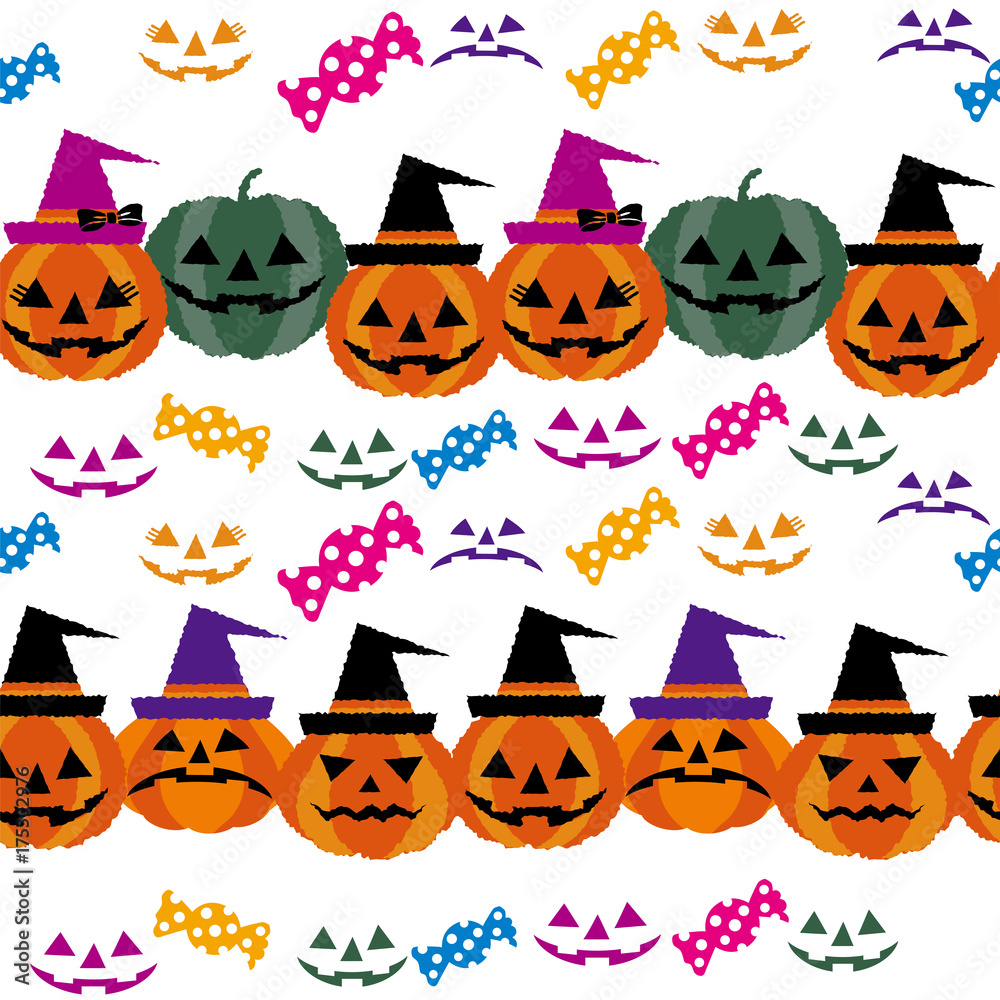 背景素材カボチャ ハロウィン用イラスト パターン Seamless Halloween Pattern Stock Vector Adobe Stock