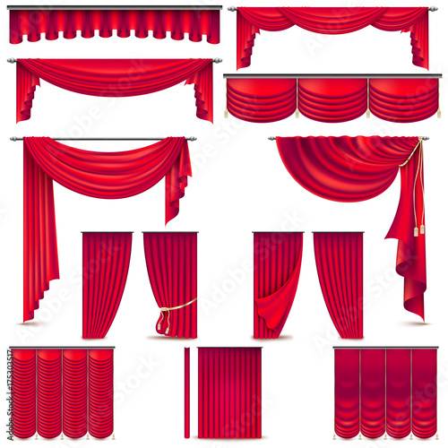 Curtains and draperies interior decoration object. EPS 10