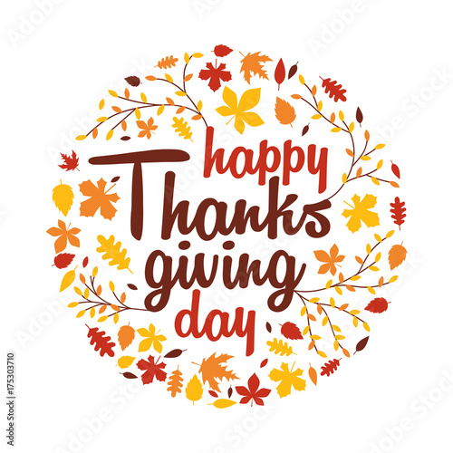 Happy Thanksgiving Day Event Typography Text Poster, Banner, Logo, Badge, Label, Sticker, Greeting Card