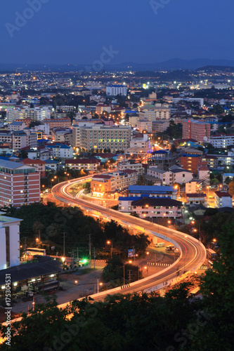 The Expressway curve at pattaya city during the night