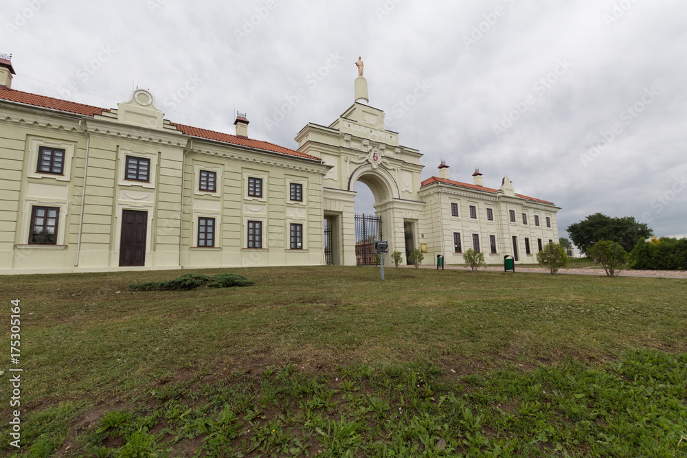 Belarus castle Ruzhany in cloudy weather