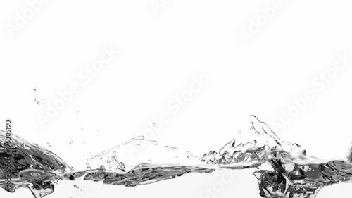 Screen is being filled with the pouring water or some transparent liquid 3D animation with alpha matte