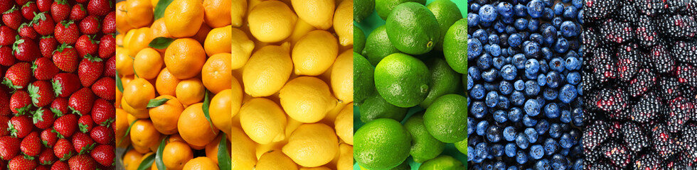 Crédence de cuisine Fruits Collage de fruits et baies variés colorés  © Africa Studio