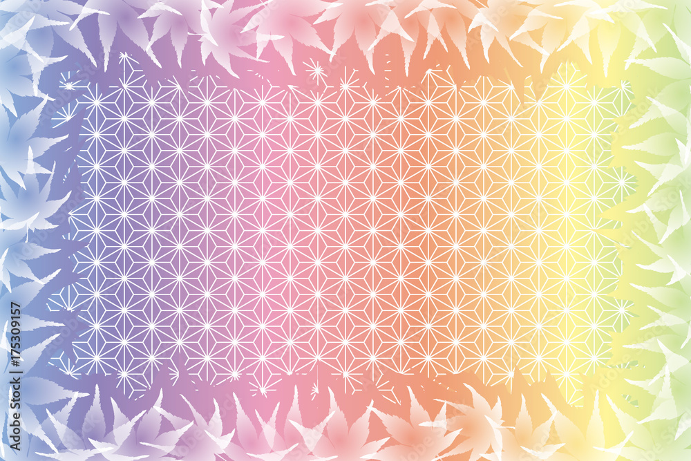 Background Wallpaper Vector Illustration Design Free Free Size Charge Free Colorful Color Rainbow Show Business Entertainment Party Image 背景素材 秋 紅葉 和風イメージ 伝統模様 もみじ いちょう かえで 椛 銀杏 楓 タイトルスペース Stock Vector