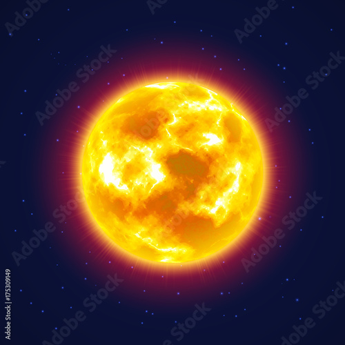 Star sun background night sky cartoon style. Star sun against the background of the night sky in cartoon style for designers and illustrators. Heaven body as a vector illustration