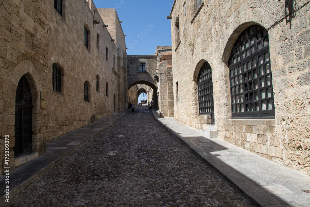 Medieval street in the town of Rhodes, Greece