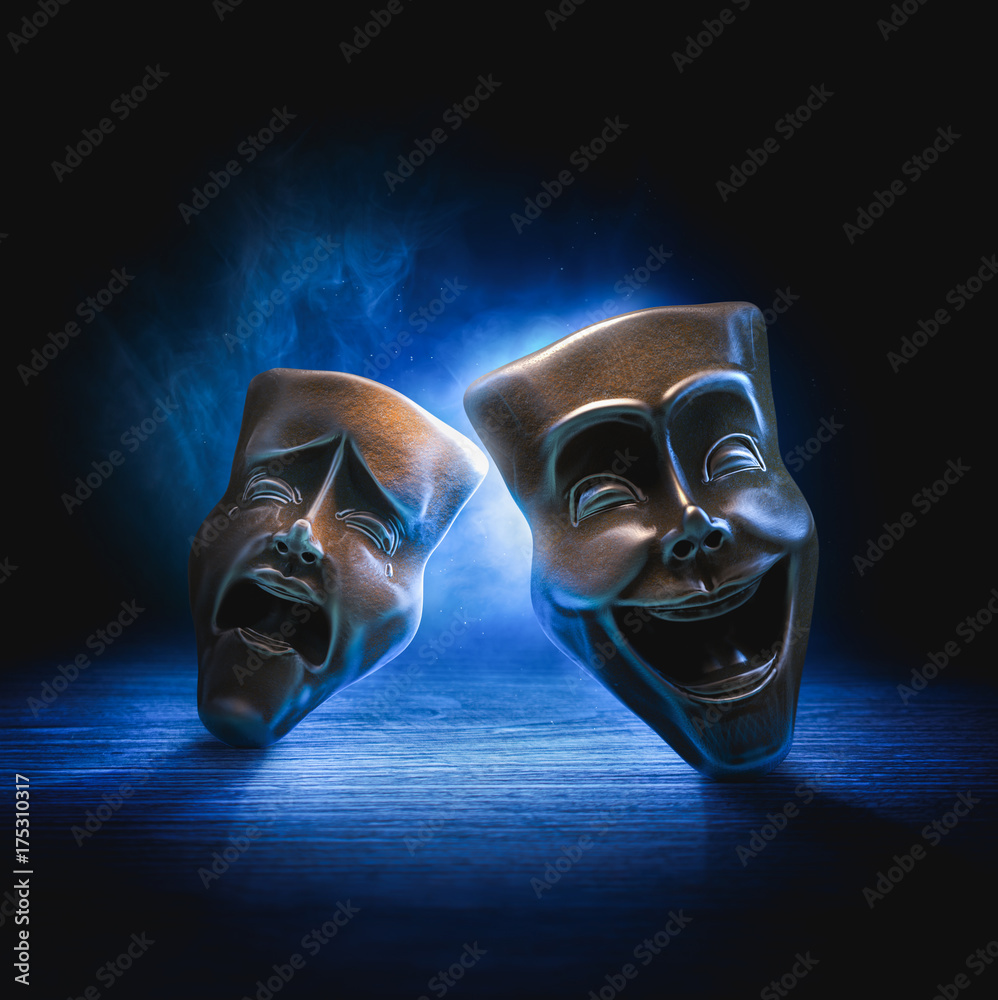 Theater Masks On A Dark Background 3D Rendering Stock Photo Adobe Stock 1000 F 175310317 ZOuSSzbpl1qD5Bky41XpC4MqJQN2jTf8