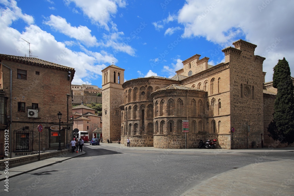 Iglesia (church) Santiago del Arrabal near Gates of Bisagra, Toledo, Spain. The historical city of Toledo is a UNESCO World Heritage.