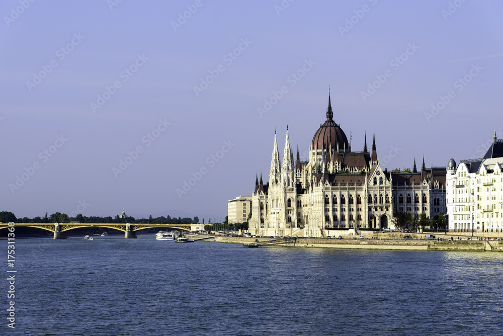 View of Danube River and Parliament Building, Budapest, Hungary View of Danube River and Parliament Building, Budapest, Hungary