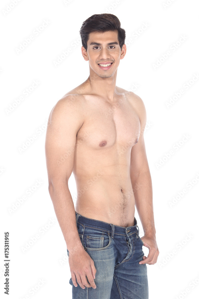 Mix Race Asian black hair, handsome muscle good looking man in topless Mix Race Asian black hair, handsome muscle good looking man in topless