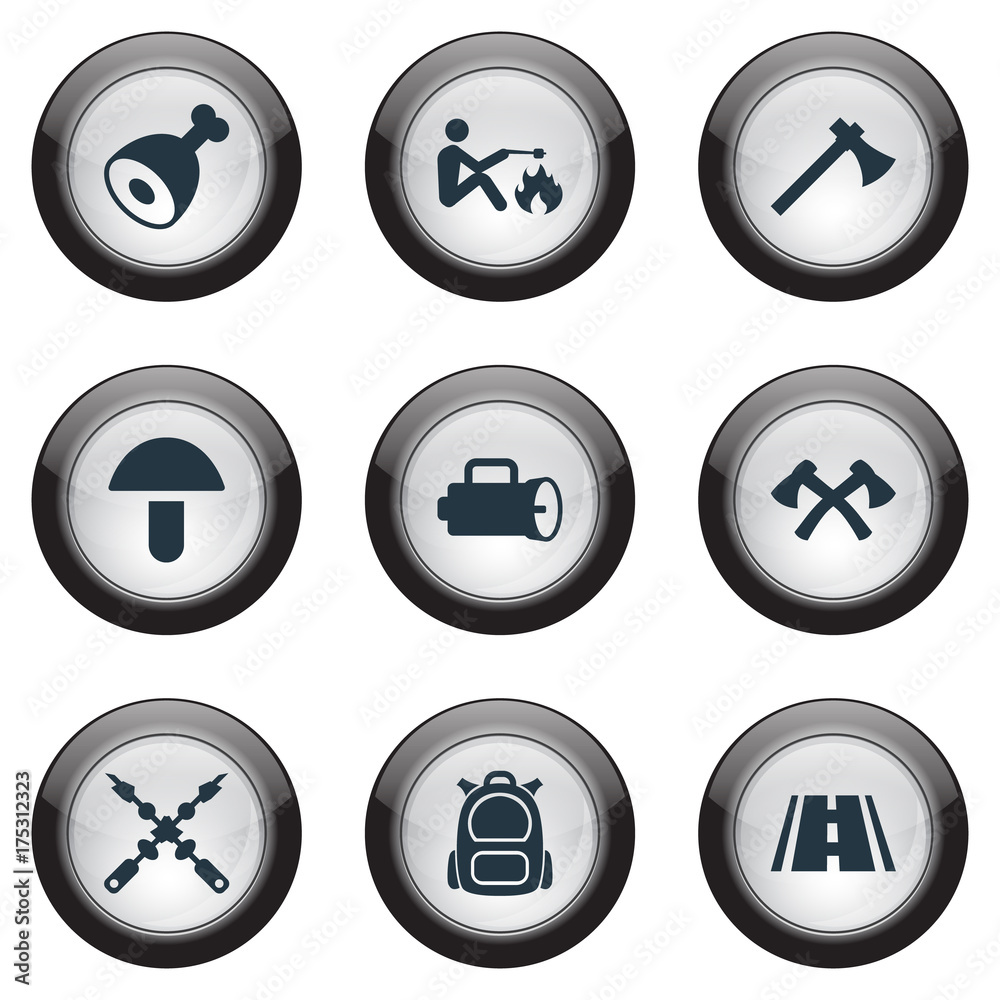 Vector Illustration Set Of Simple Icons. Elements Axes, Kebab, Lantern