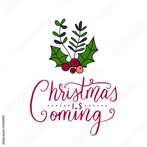 Vector Christmas card with hand lettering.