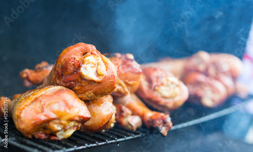 Turkey on the grill with smoke