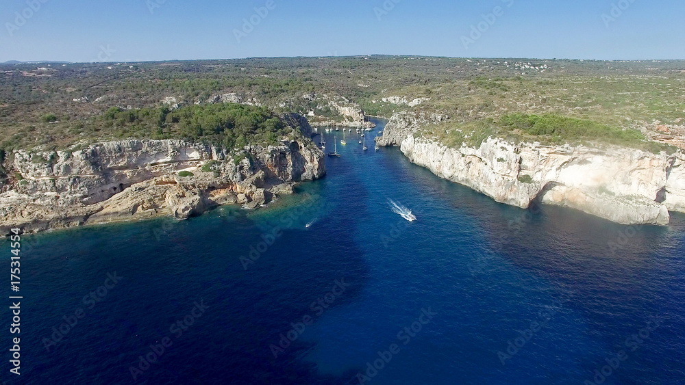 Naklejka premium Sky view of a bay in Balearic islands
