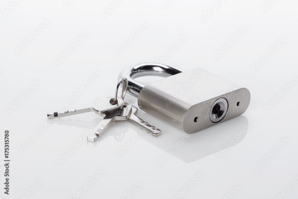 silver padlock isolated on the white background silver padlock isolated on the white background