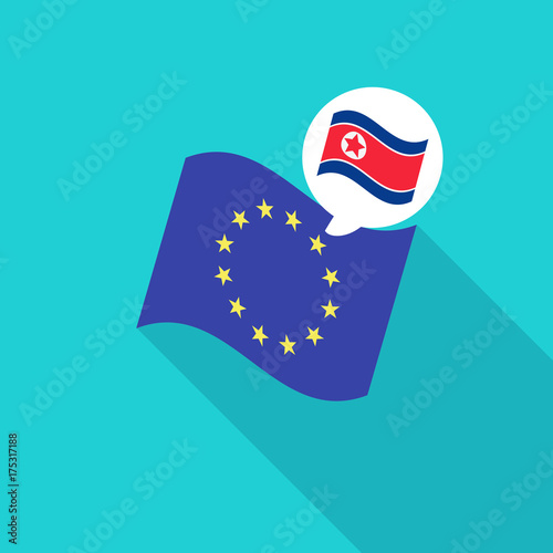 North Korea and EU Flags vector illustration