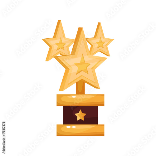 Golden stars award, trophy statuette cartoon vector Illustration