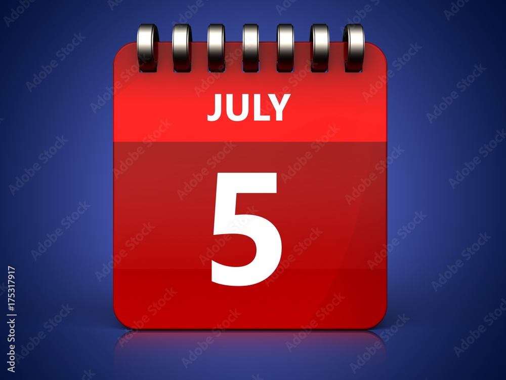 Fototapeta premium 3d 5 july calendar