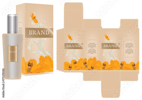Label on packaging container with natural concept box design template and mockup box. Illustration vector