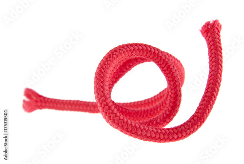 red rope isolated on white background close-up