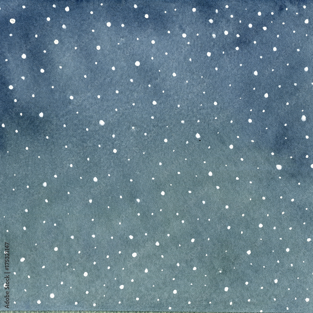 Snowfall Watercolor Background texture in deep indigo blue Snowfall Watercolor Background texture in deep indigo blue