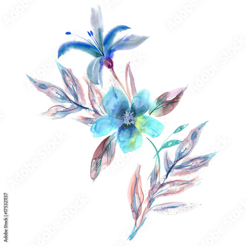 Watercolor flowers. Hand Painted Illustration.