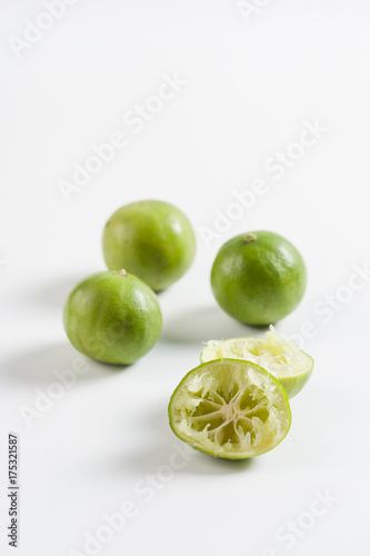 Group of lemons on white table