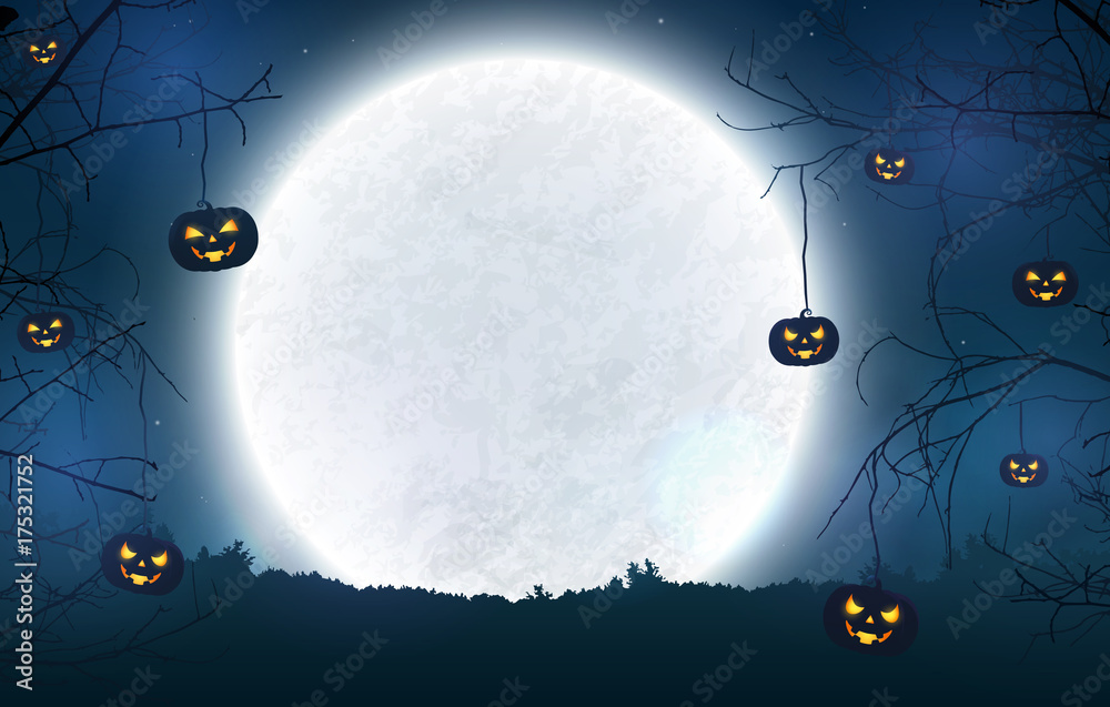Fototapeta premium Spooky night background for Halloween banner.