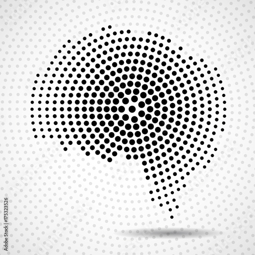 Abstract colorful brain of radial dots. Vector