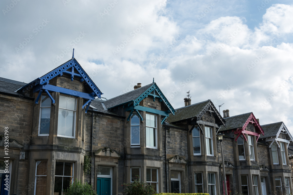 Scottish stone houses with colourful roofs