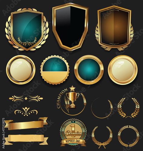 Luxury gold and silver labels retro vintage collection
