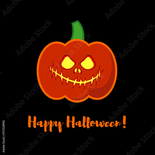 Vector background Happy Halloween. Halloween Party with pumpkins. Poster, postcard.