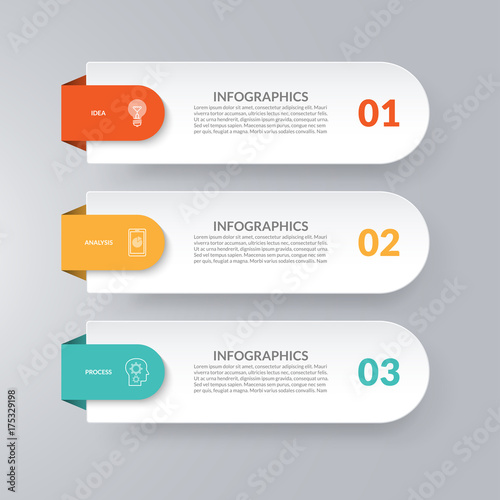 Infographic template. Business concept with 3 options. Vector design elements for infographics. Can be used for workflow layout, diagram, chart, graph, web design.