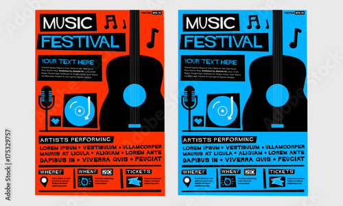 Music Festival! (Flat Style Vector Illustration Quote Poster Design) 