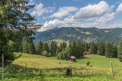 Landschaft im Allgäu mit Blick auf die Berge, Deutschland © stgrafix