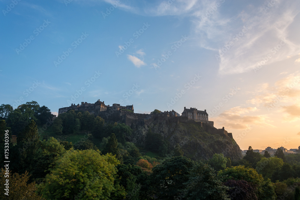 Edinburgh castle during sunset with nice colours in the sky Edinburgh castle during sunset with nice colours in the sky