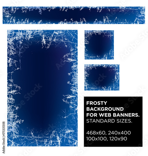 Frosted glass texture. Frosted window. Vector set frosty background for web banners. standard sizes.