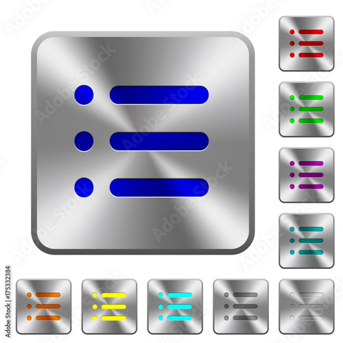 Unordered list rounded square steel buttons