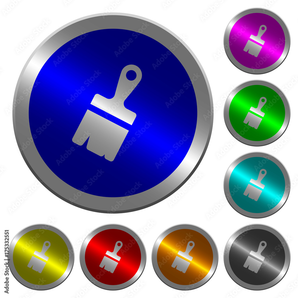 Paste with brush luminous coin-like round color buttons Paste with brush luminous coin-like round color buttons
