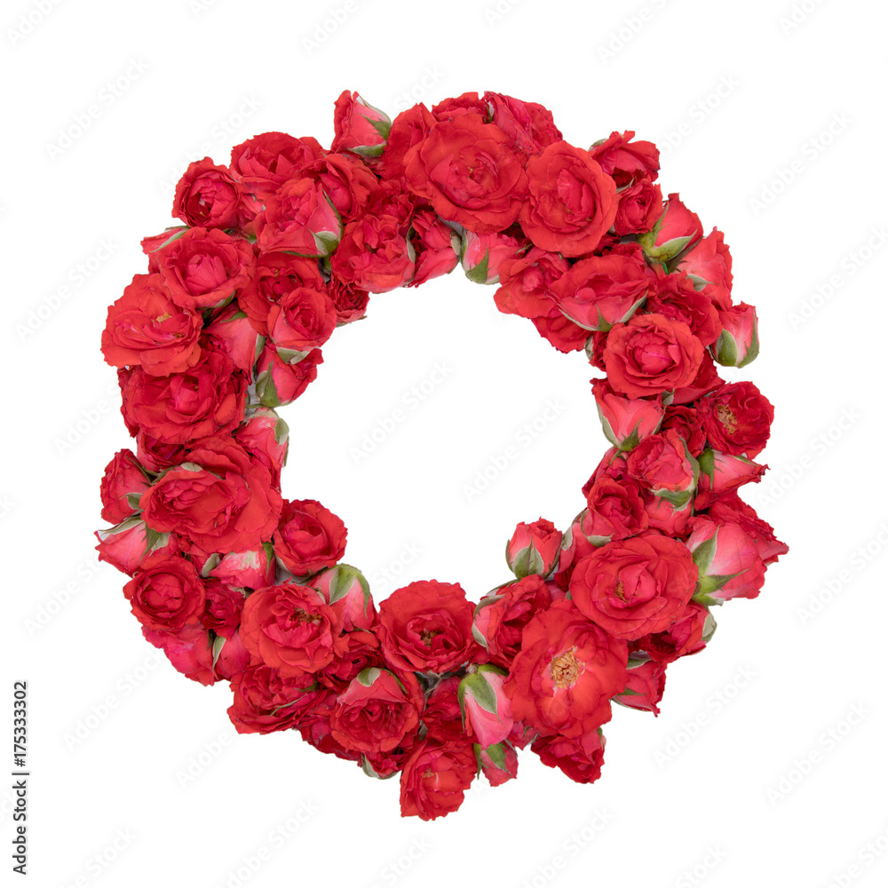 red rose white background wreath garland flower nature beauty with clipping path red rose white background wreath garland flower nature beauty with clipping path