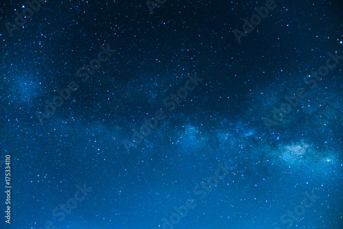 The Milky Way ,Long exposure photograph , Blue tone © kwanchaift