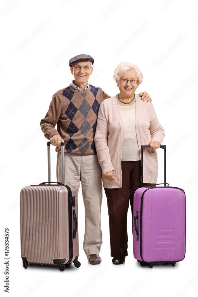 Senior couple with suitcases Senior couple with suitcases